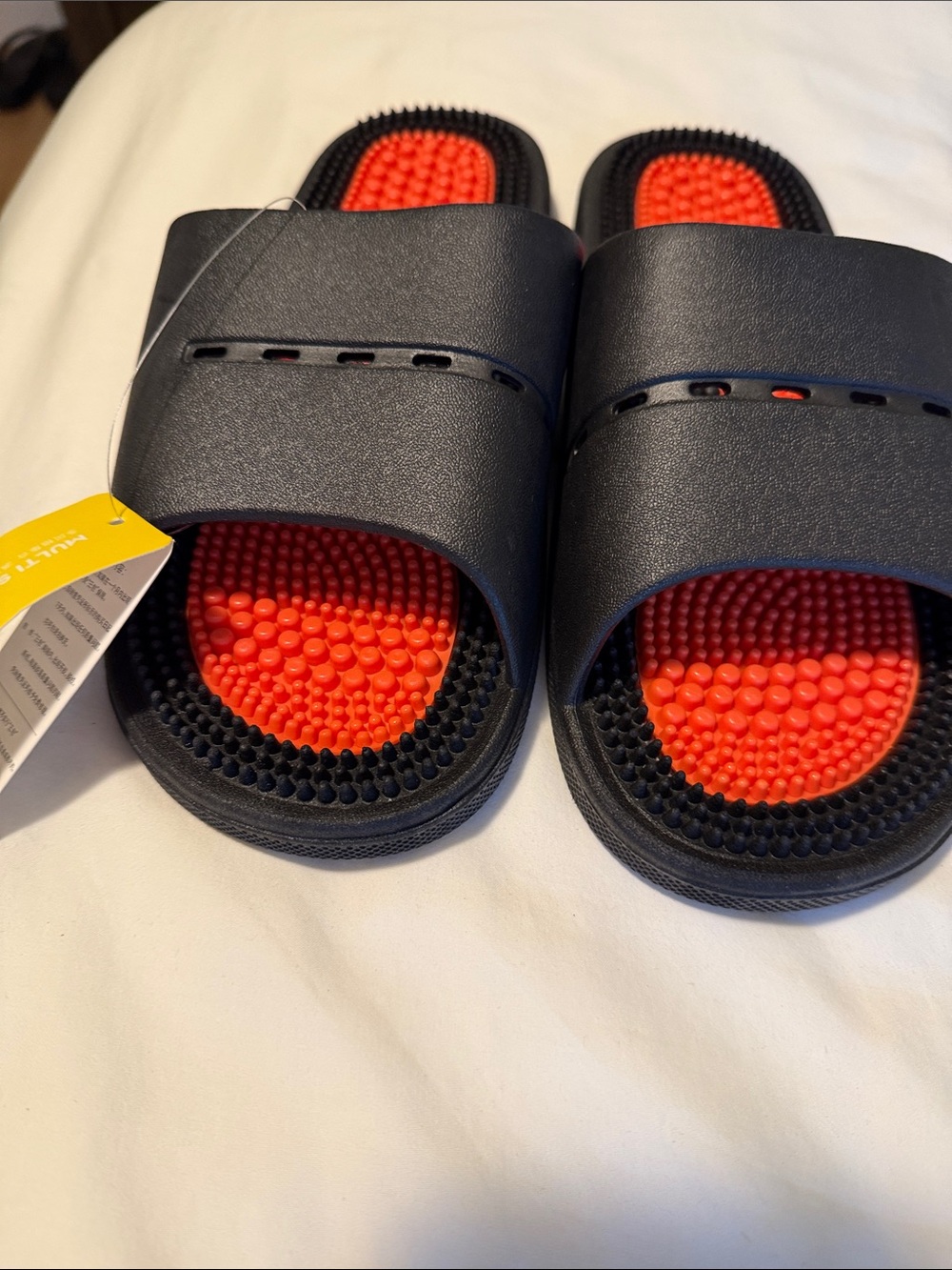 Stepprs Adult Black and Orange Massage Slide Sandals